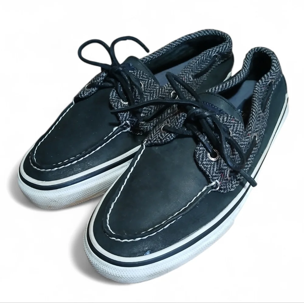 Sperry Men's Size 8 Wool Blend Upper Black Boat Shoes